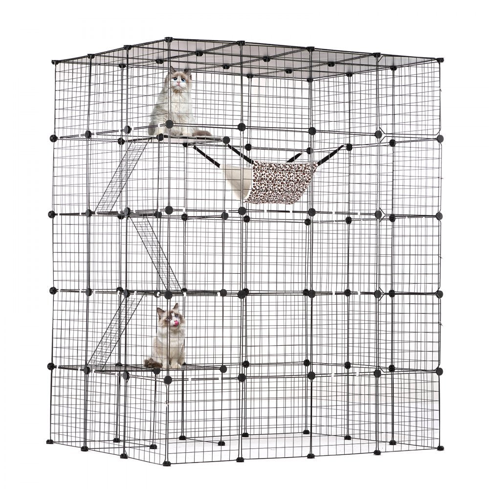 LS0266 - Spacious 4-Tier Metal Cat Cage 54"x41"x69" with Hammock