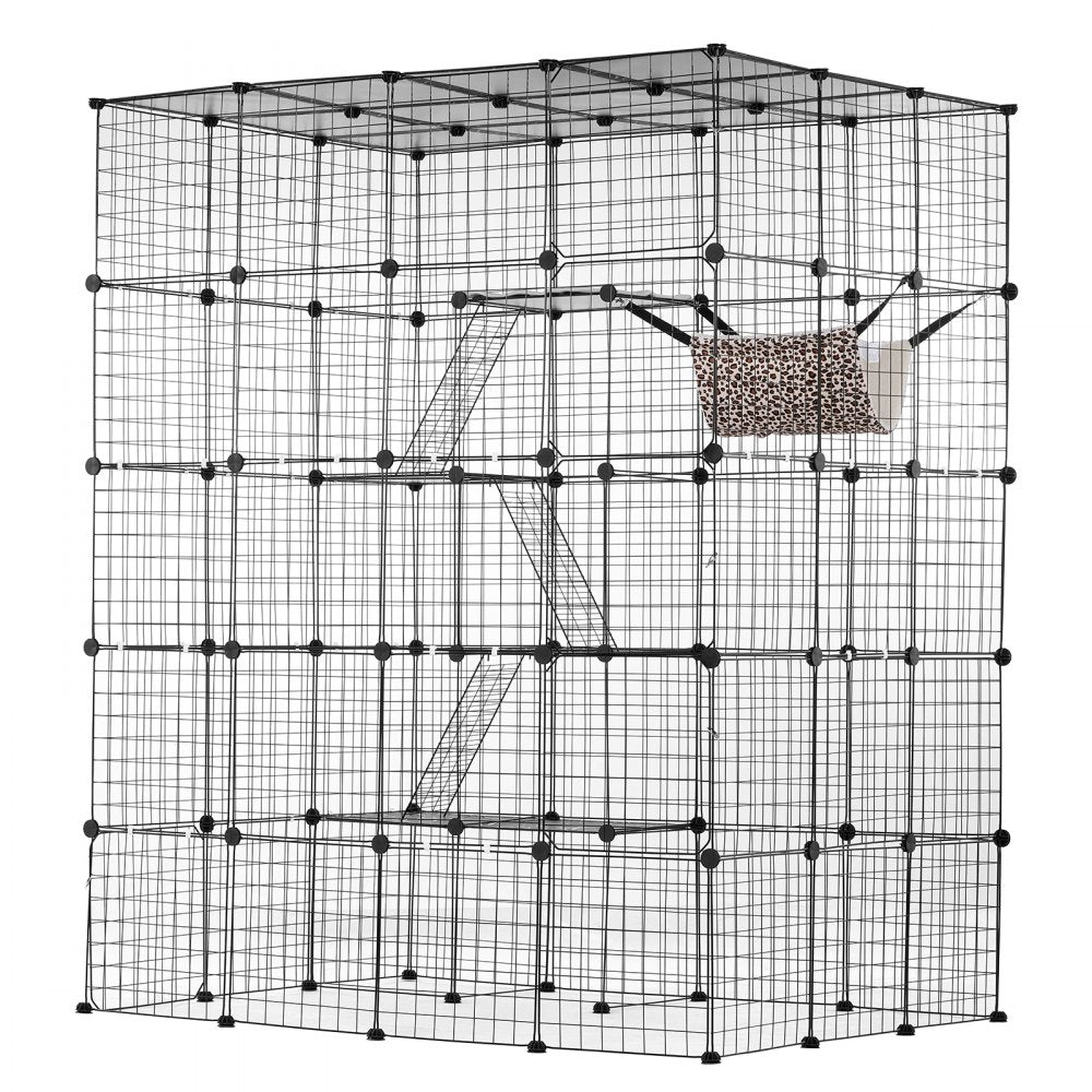 LS0266 - Spacious 4-Tier Metal Cat Cage 54"x41"x69" with Hammock