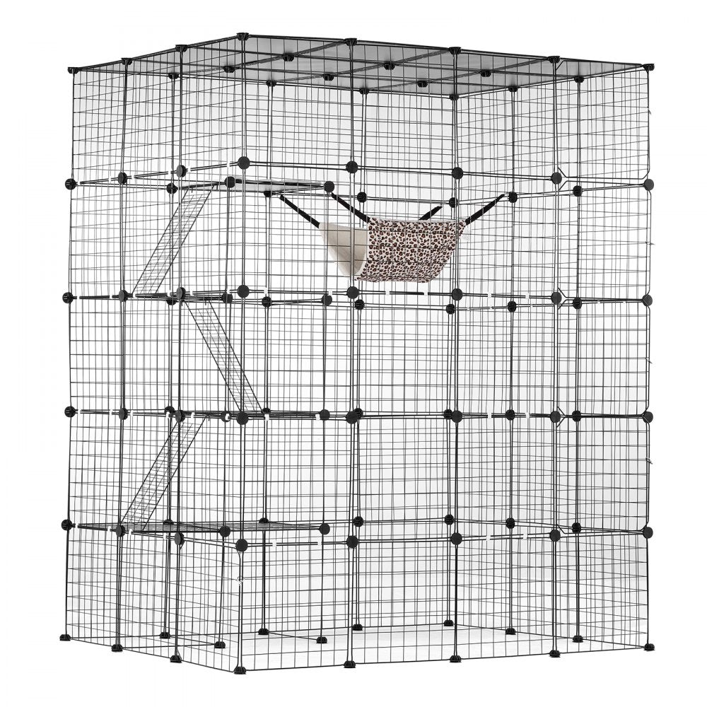 LS0266 - Spacious 4-Tier Metal Cat Cage 54"x41"x69" with Hammock