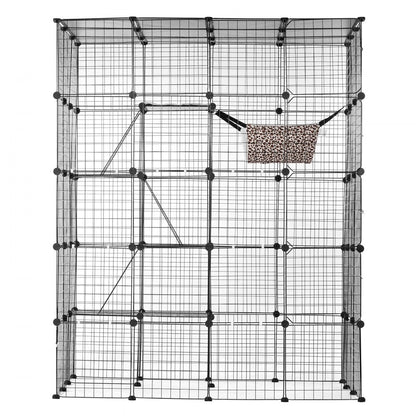 LS0266 - Spacious 4-Tier Metal Cat Cage 54"x41"x69" with Hammock