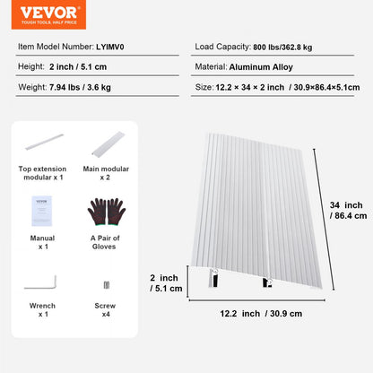 LYIMV0 - 2" Rise Aluminum Threshold Ramp, 800 lbs Capacity for Wheelchairs