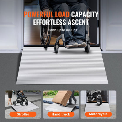 GRBRV0 - 4" Aluminium Wheelchair Ramp, 800 lbs Capacity, Non-Slip Design