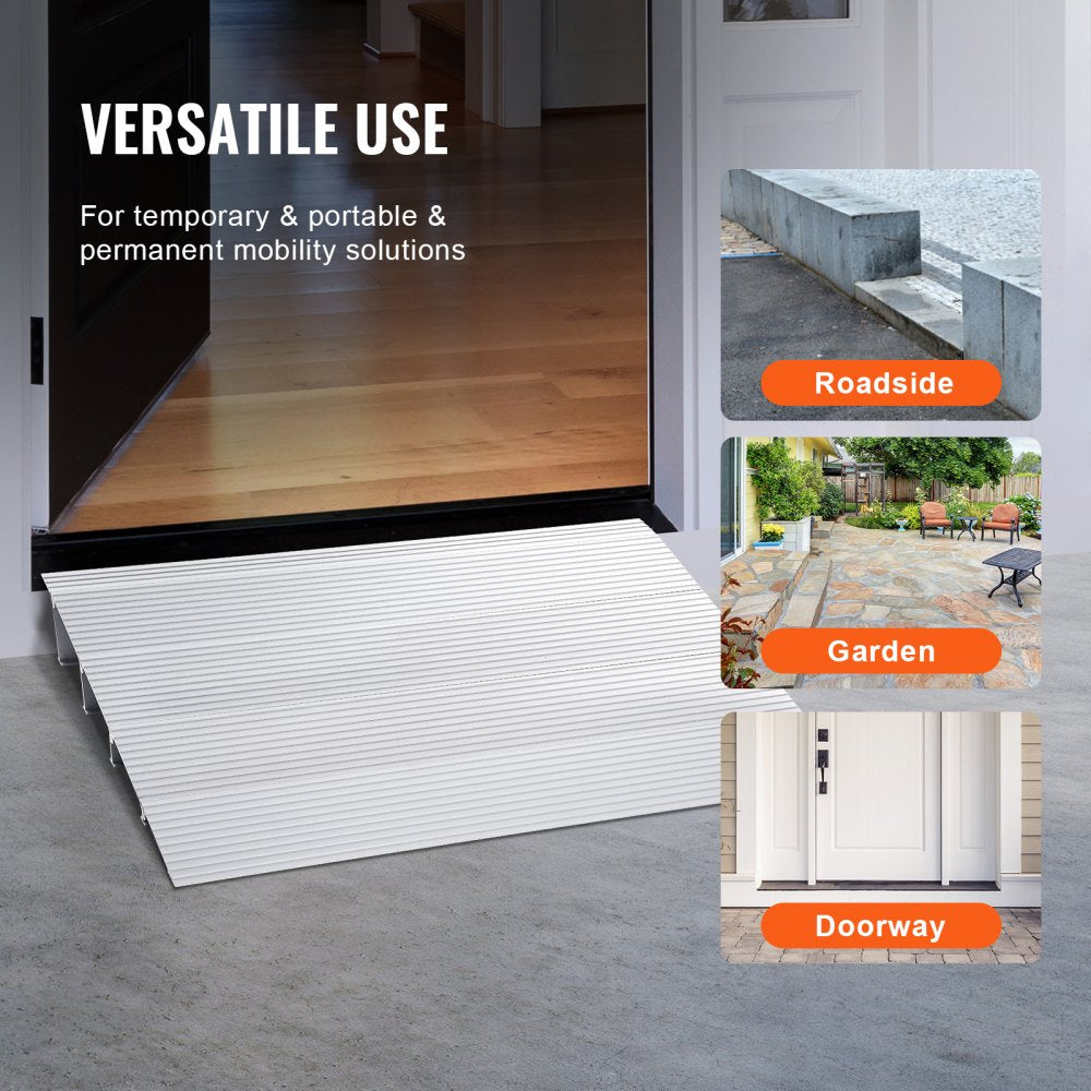 GRBRV0 - 4" Aluminium Wheelchair Ramp, 800 lbs Capacity, Non-Slip Design