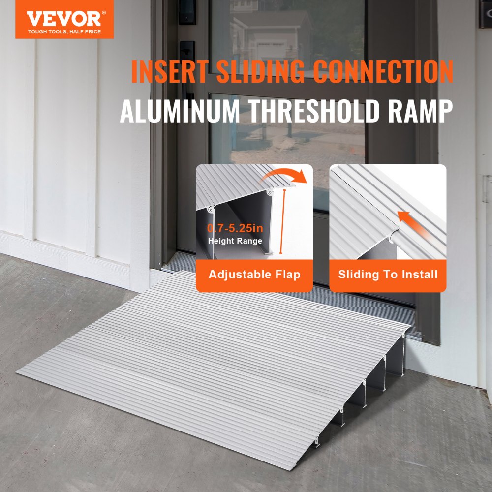 OVUSV0 - 5" Adjustable Aluminum Threshold Ramp, 800 lbs Capacity