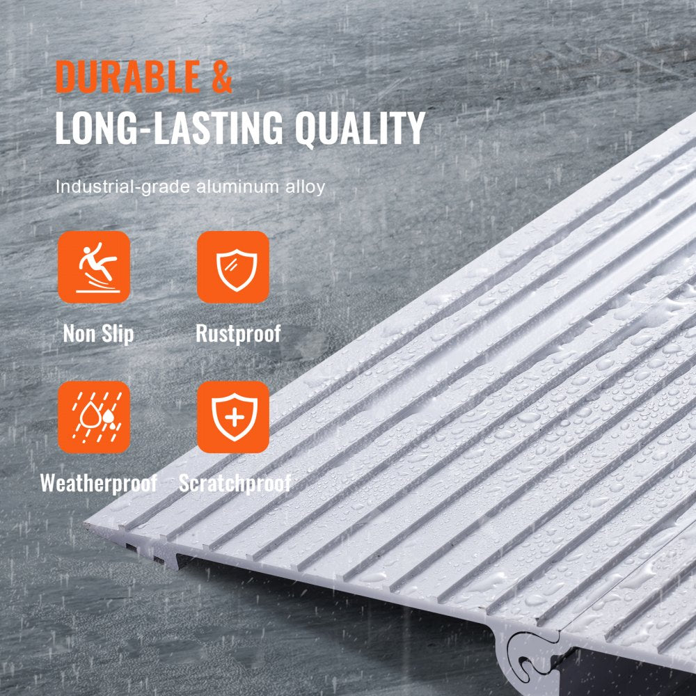 SNPTV0 - Aluminum Threshold Ramp for 800 lbs, Modular & Slip-Resistant
