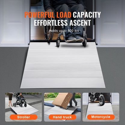 SNPTV0 - Aluminum Threshold Ramp for 800 lbs, Modular & Slip-Resistant