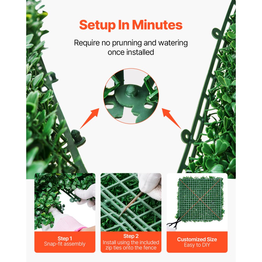JNP02001 - 12 PCS 20x20" PE Artificial Grass Wall Panels for Privacy