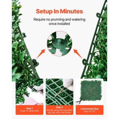 JNP02001 - 12 PCS 20x20" PE Artificial Grass Wall Panels for Privacy