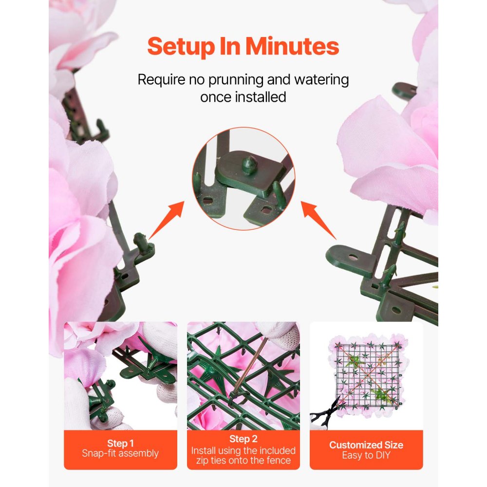 JNP02101 - 12 PCS 15x15 in PE Flower Wall Privacy Panel