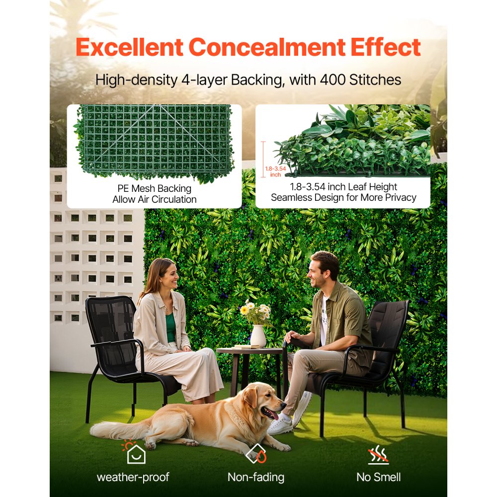 JNP02002 - 20x20in PE Artificial Grass Wall Panel for Privacy Decor
