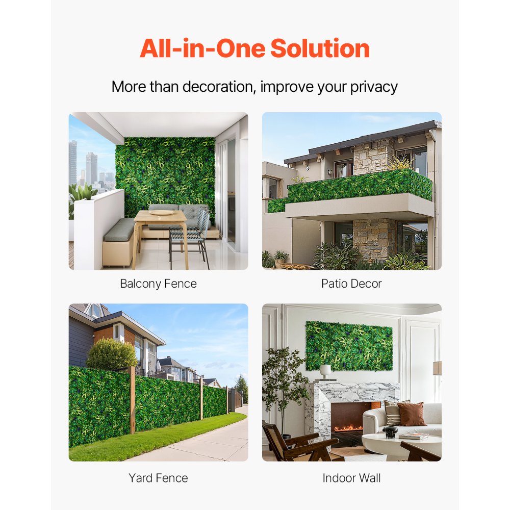 JNP02002 - 20x20in PE Artificial Grass Wall Panel for Privacy Decor