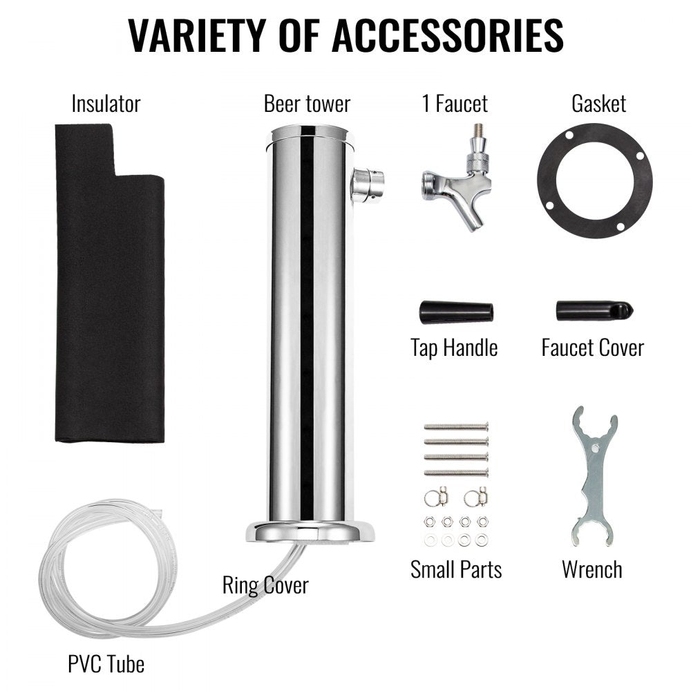 010818277930 - 3" Single Faucet 304 Stainless Steel Beer Tower