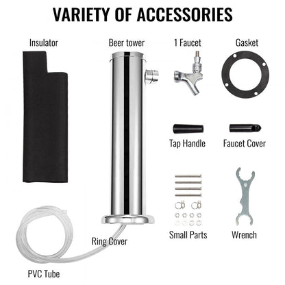 010818277930 - 3" Single Faucet 304 Stainless Steel Beer Tower