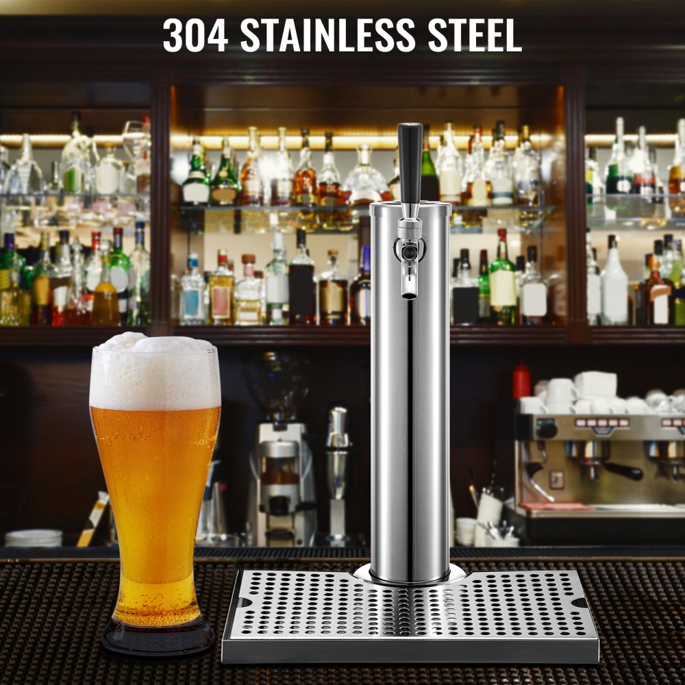 010528414246 - 3" Stainless Steel Beer Tower with Single Faucet & Drip Tray
