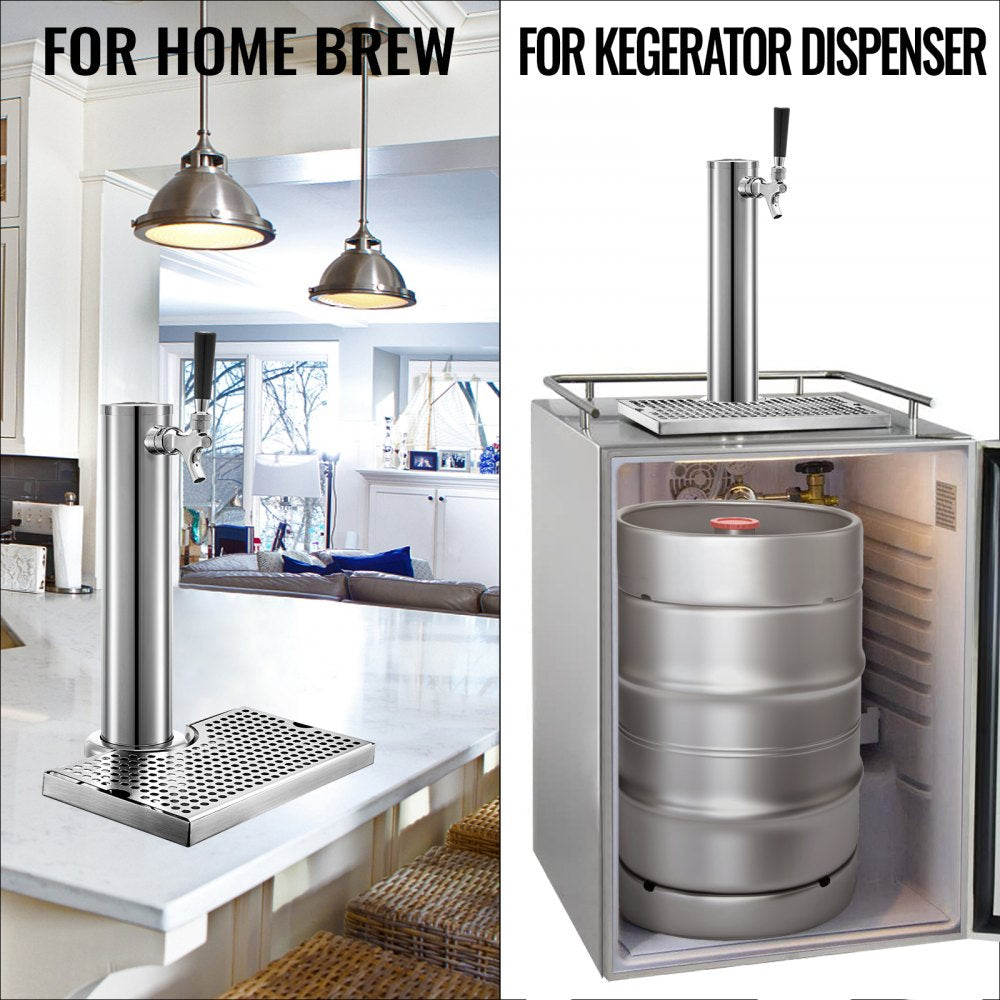 010528414246 - 3" Stainless Steel Beer Tower with Single Faucet & Drip Tray
