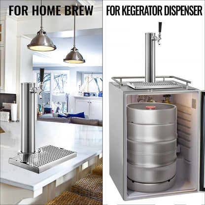 010528414246 - 3" Stainless Steel Beer Tower with Single Faucet & Drip Tray
