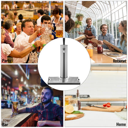 010528414246 - 3" Stainless Steel Beer Tower with Single Faucet & Drip Tray