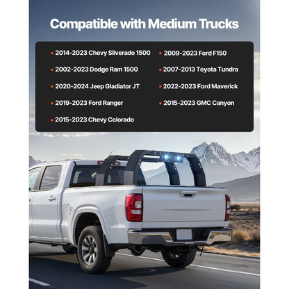 6LED-18 - Heavy-Duty Adjustable Truck Rack for 500 lbs Load Capacity