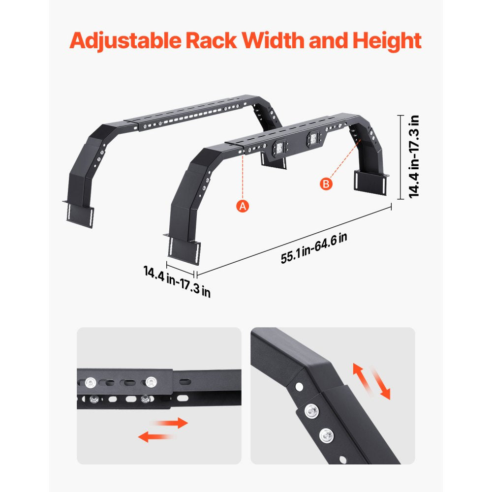 6LED-18 - Heavy-Duty Adjustable Truck Rack for 500 lbs Load Capacity