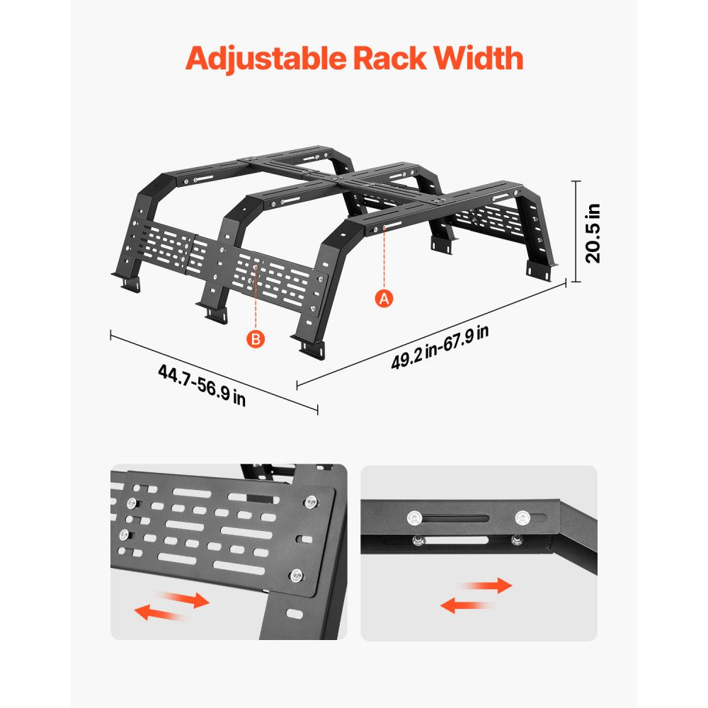 1103 - Adjustable Rust-Resistant Truck Rack for Easy Load Storage