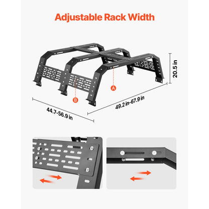 1103 - Adjustable Rust-Resistant Truck Rack for Easy Load Storage
