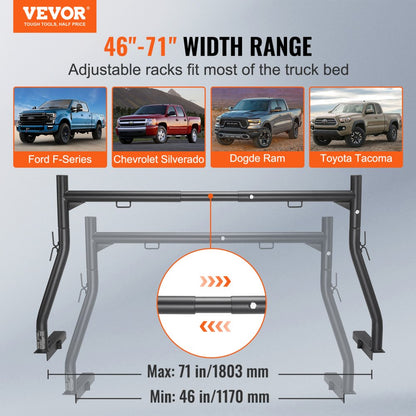 010999588654 - 46-71" Extendable Alloy Steel Truck Rack for Heavy Loads