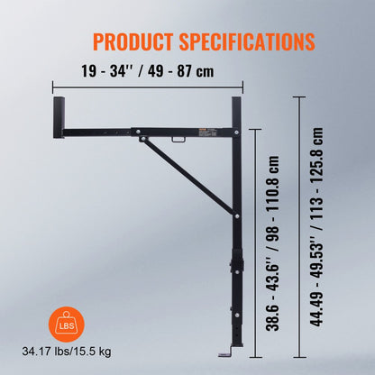 010305551440 - Adjustable 19-34" Truck Ladder Rack for Secure Cargo Transport