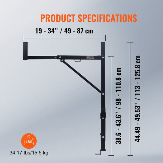 010305551440 - Adjustable 19-34" Truck Ladder Rack for Secure Cargo Transport