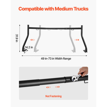 1105 - Adjustable Truck Rack 800 lbs Capacity, Fits 49-73" Beds