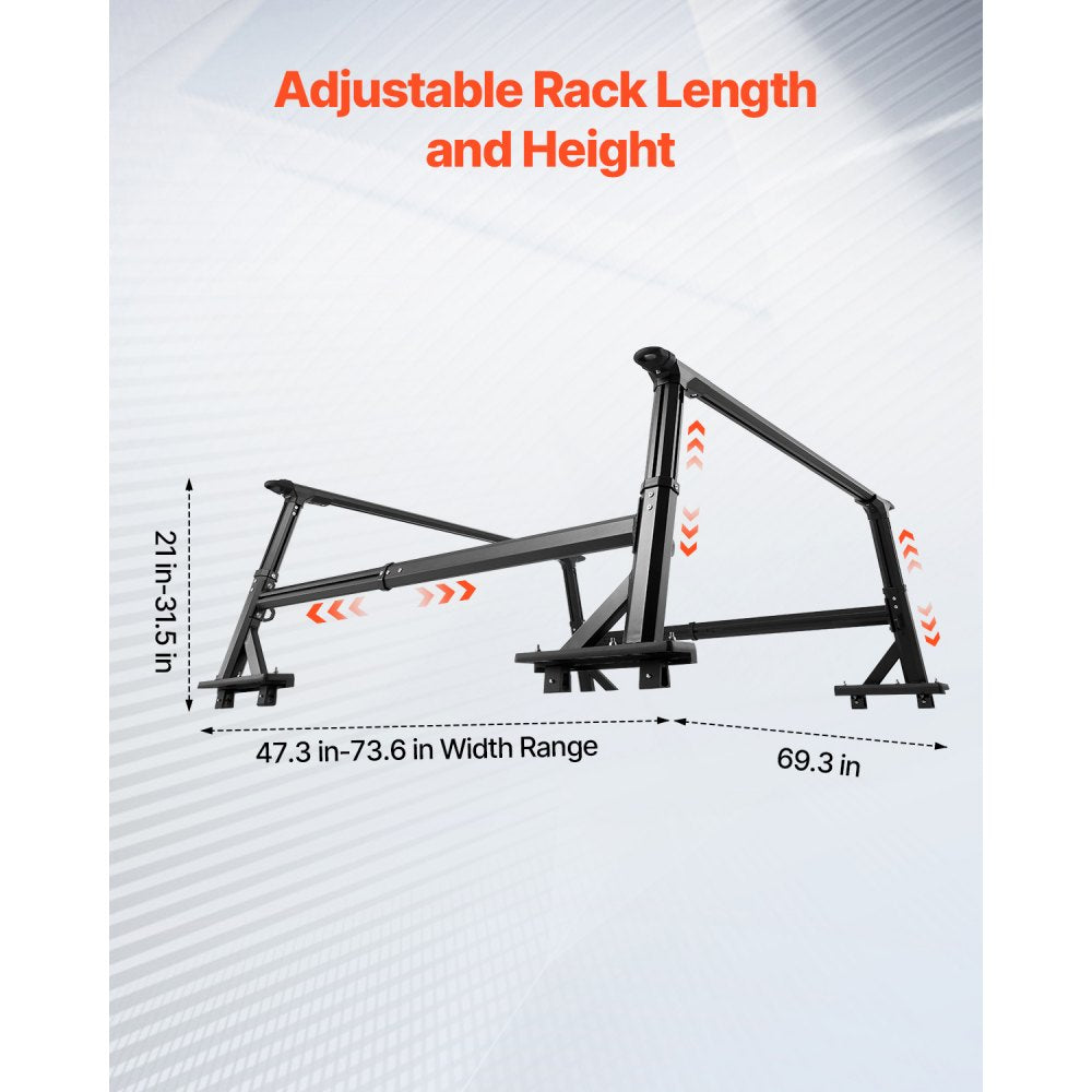 1106 - Adjustable Aluminum Truck Rack for 800 lbs Cargo Capacity