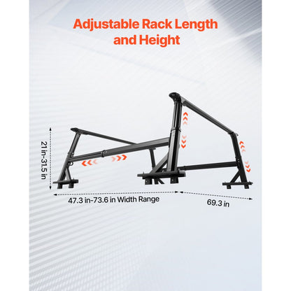 1106 - Adjustable Aluminum Truck Rack for 800 lbs Cargo Capacity