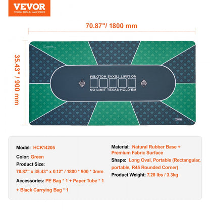 HCK14205 - 70" x 35" VEVOR Poker Mat with Non-Slip Grip