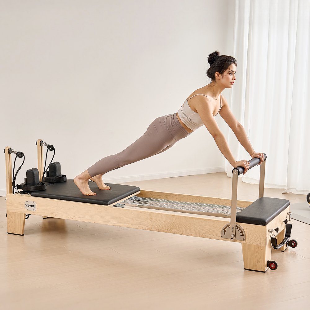 H88-F-B - Adjustable Maple Pilates Reformer with Jump Board and 400 lbs Support
