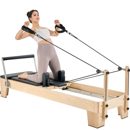 H88-F-B - Adjustable Maple Pilates Reformer with Jump Board and 400 lbs Support