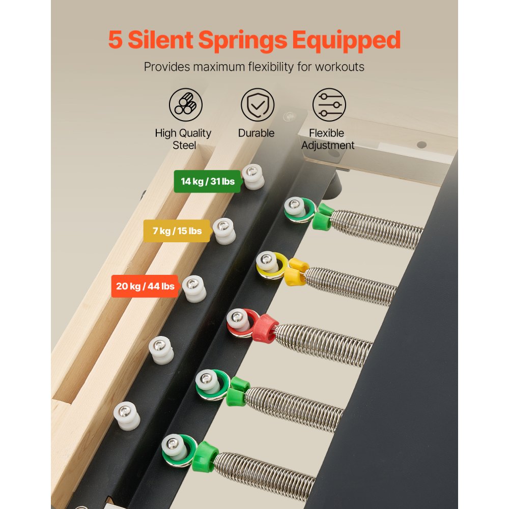 Z88-F-A - Compact Maple Wood Pilates Reformer with Adjustable Comfort