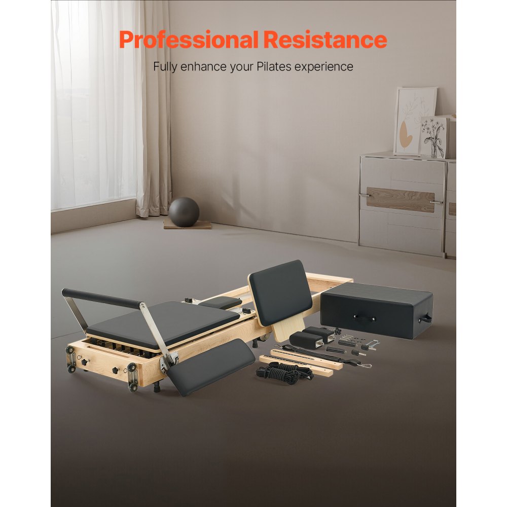 Z88-F-A - Compact Maple Wood Pilates Reformer with Adjustable Comfort