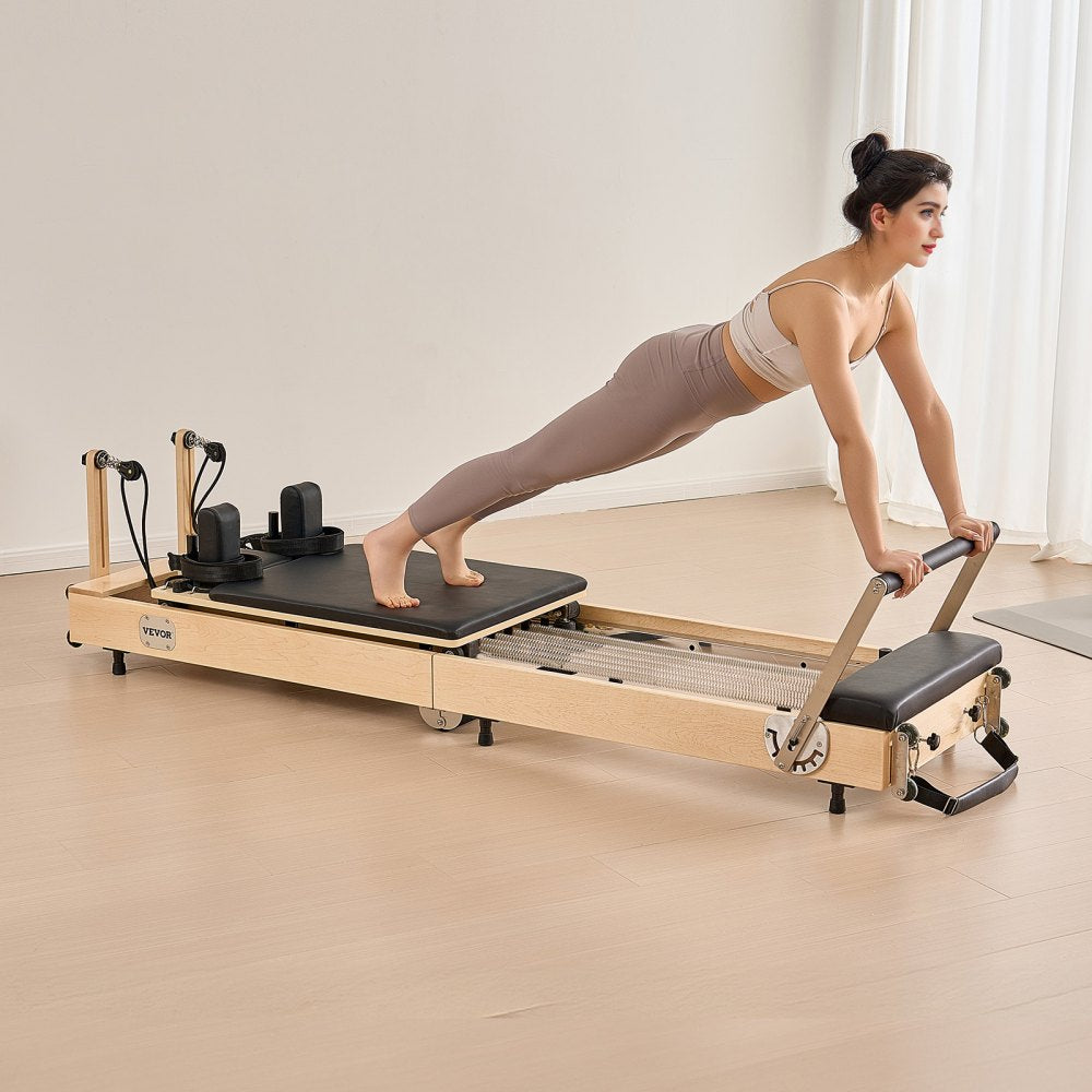 Z88-F-A - Compact Maple Wood Pilates Reformer with Adjustable Comfort