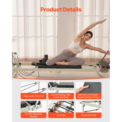 S3003 - Durable Foldable Pilates Reformer, 99x24x30 inch, Supports 400 lbs