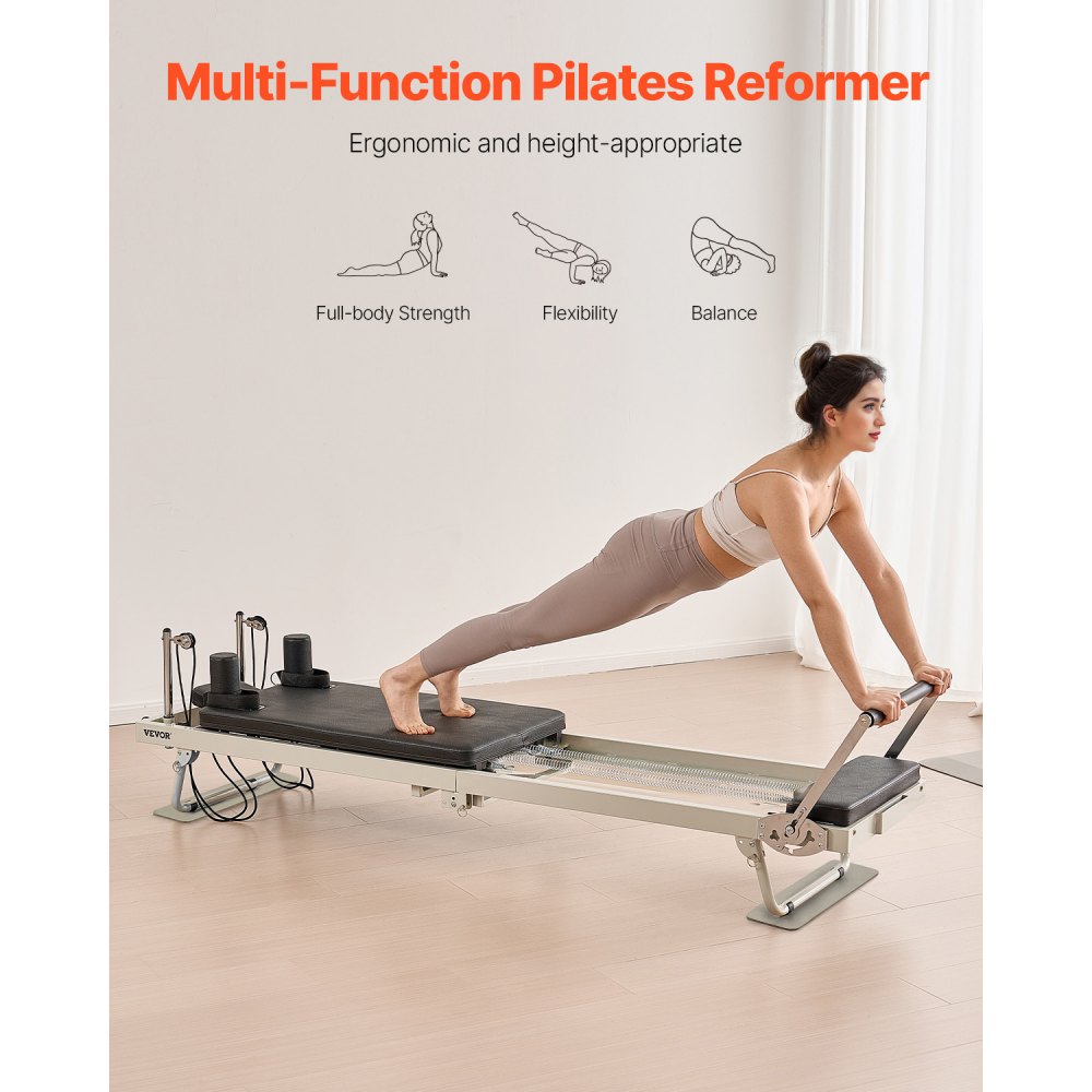 S3003 - Durable Foldable Pilates Reformer, 99x24x30 inch, Supports 400 lbs