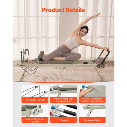 S1002 - Foldable Pilates Reformer 82x22x29" for Compact Home Workouts