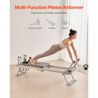 S1002 - Foldable Pilates Reformer 82x22x29" for Compact Home Workouts