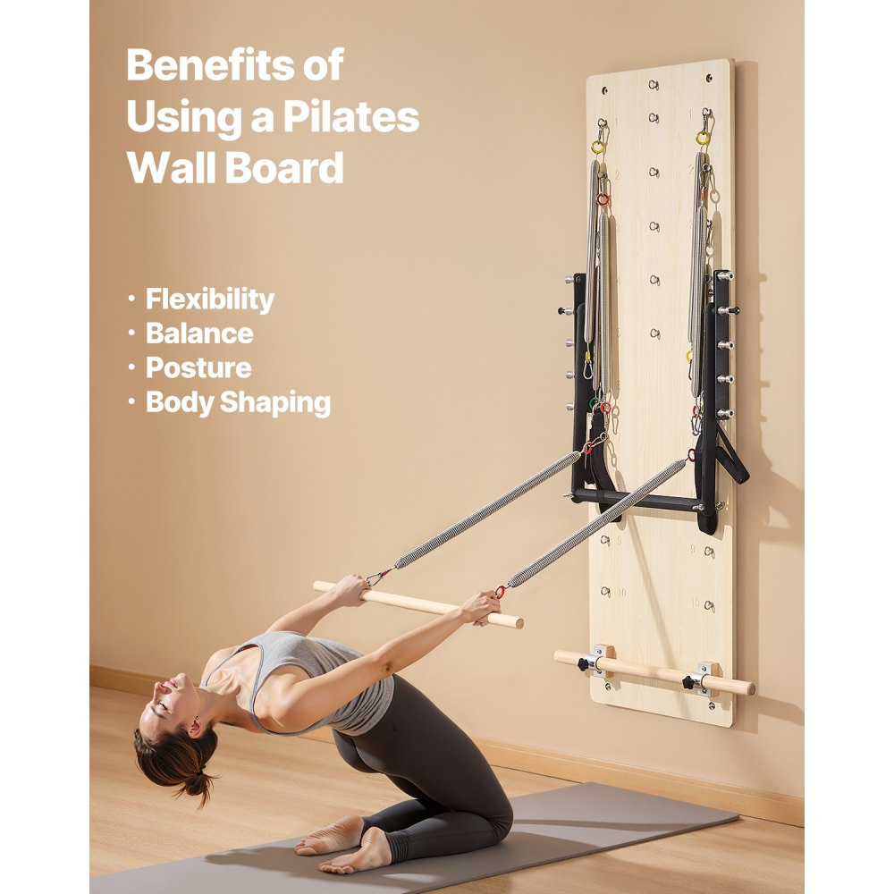 B44-F - Durable Wall-Mounted Pilates Reformer with 8 Resistance Levels