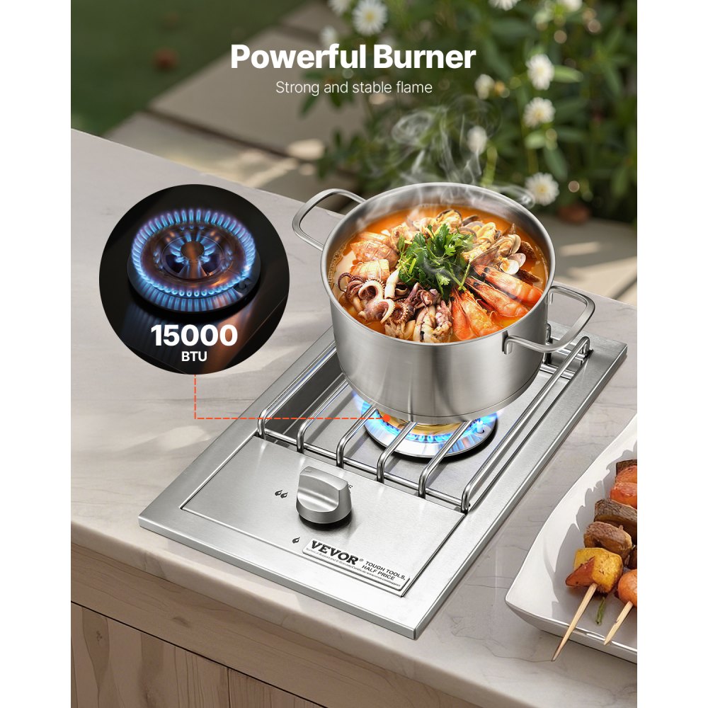 GSB1 - 15,000 BTU Stainless Steel Outdoor Side Burner for Efficient Grilling