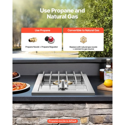 GSB1 - 15,000 BTU Stainless Steel Outdoor Side Burner for Efficient Grilling