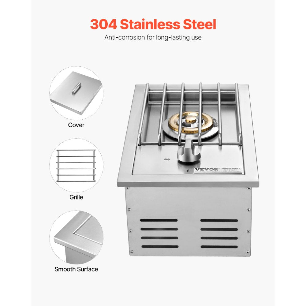 GSB1 - 15,000 BTU Stainless Steel Outdoor Side Burner for Efficient Grilling