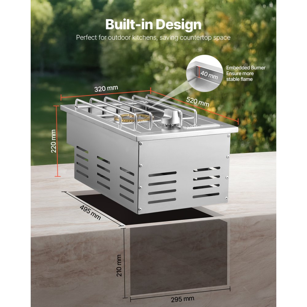 GSB1 - 15,000 BTU Stainless Steel Outdoor Side Burner for Efficient Grilling