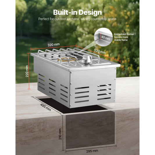 GSB1 - 15,000 BTU Stainless Steel Outdoor Side Burner for Efficient Grilling