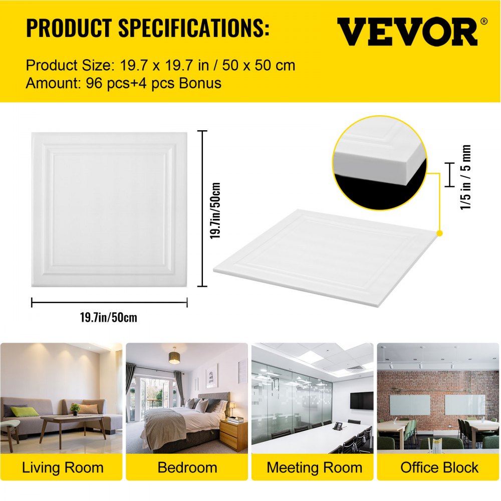 VV-PMTHB-100 - Lightweight Waterproof Foam Ceiling Tiles - 1/5" Thick