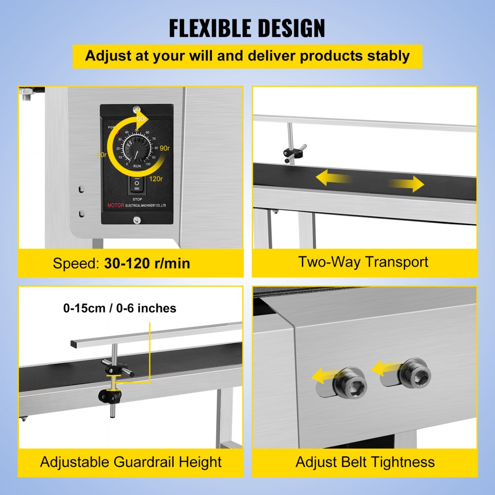 010931852411 - 59"x7.8" Motorized Stainless Steel Conveyor for Versatile Use