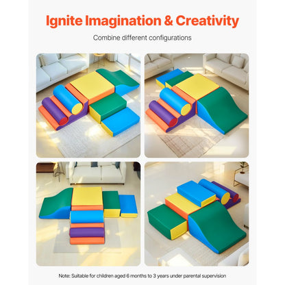 HN-24910 - Safe Foam Climbing Blocks Set for Toddlers, 7 Colorful Pieces